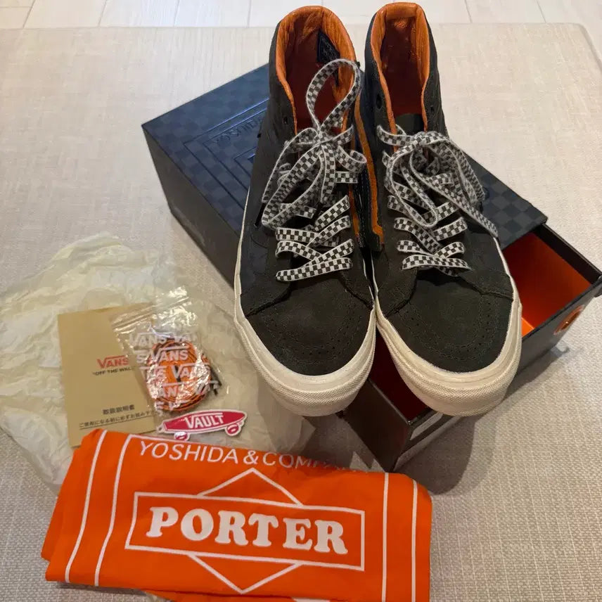 [BUNJANG] Vans x Porter Collaboration Sk8-Hi LX Olive Leather Sneakers US 9 / 반스 X 포터 스케이트하이 LX 올리브 270