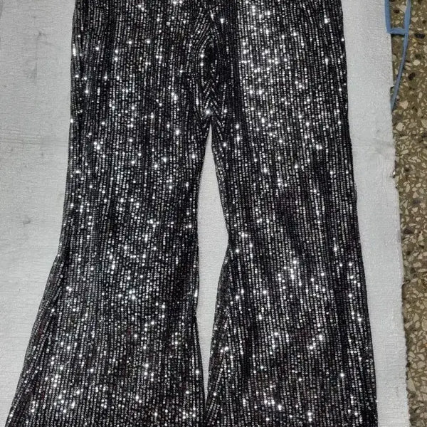 [BUNJANG] Sparkling Beaded Bell Bottom Pants / 반짝이 비즈 나팔 바지
