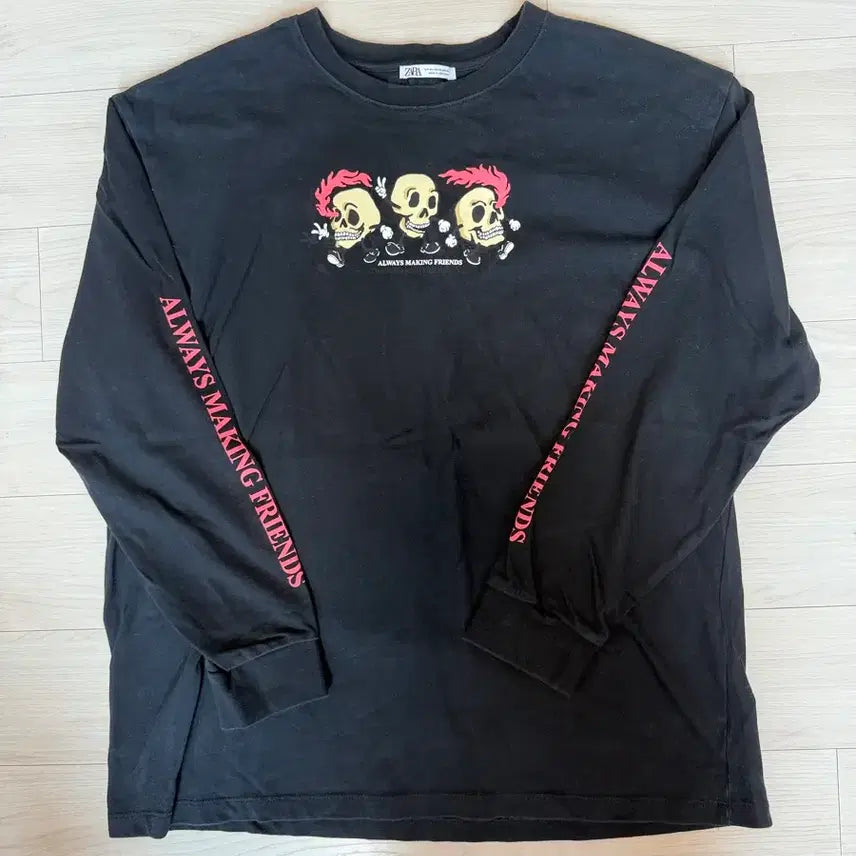 [BUNJANG] Zara Long Sleeve Skull Graphic T-Shirt / 자라 긴팔