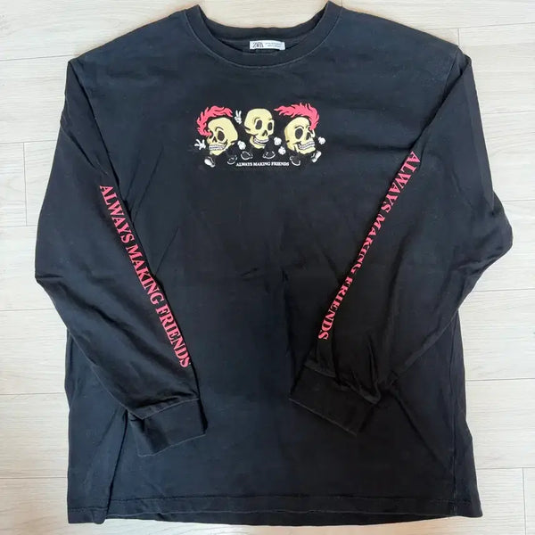 [BUNJANG] Zara Long Sleeve Skull Graphic T-Shirt / 자라 긴팔