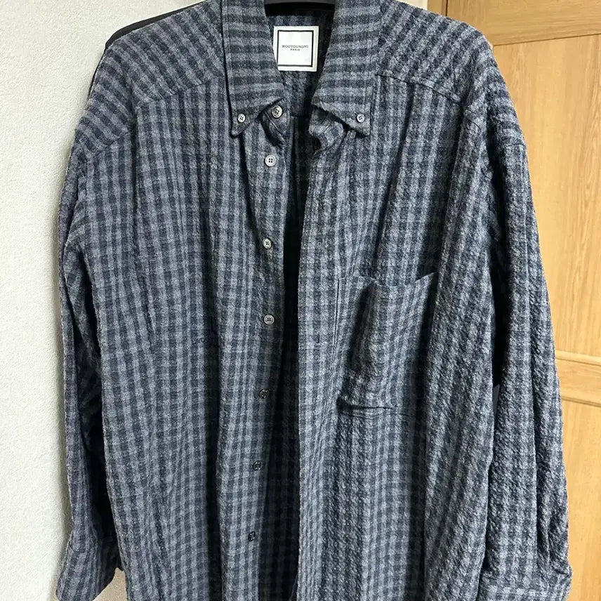 [BUNJANG] Wooyoungmi Gingham Check Shirt Navy Size 46 / 우영미 깅엄 셔츠 46