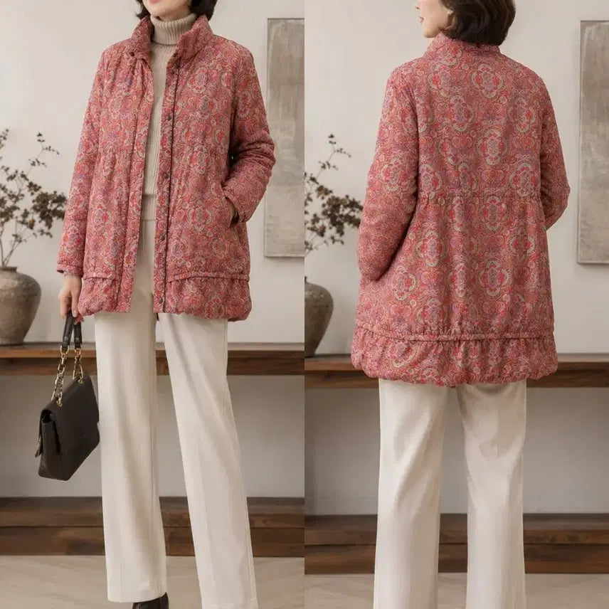 [BUNJANG] Oilily Pattern Quilting Jacket / 오일릴리 패턴 퀼팅 자켓 77-88  모자 분실