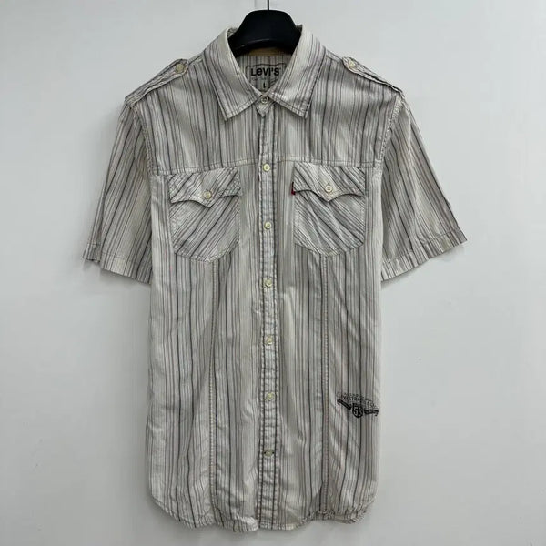 [BUNJANG] Levi's Men's Shoulder Patch Military Short-Sleeve Shirt / 100 리바이스 남자 견장 밀리터리 반팔 셔츠