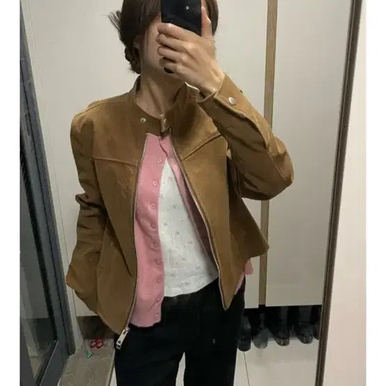 [BUNJANG] LAPOINTER for Women Buffing Leather Incision Racing Jacket / 라퍼지 포 우먼  버핑레더 인시전 레이싱 자켓