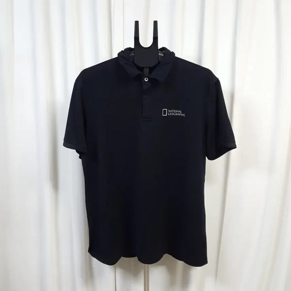 [BUNJANG] National Geographic Men's Short Sleeve Polo T-Shirt Black / 21년 내셔널지오그래픽 남성 카라 반팔 티셔츠 블랙 115 오일장 0331