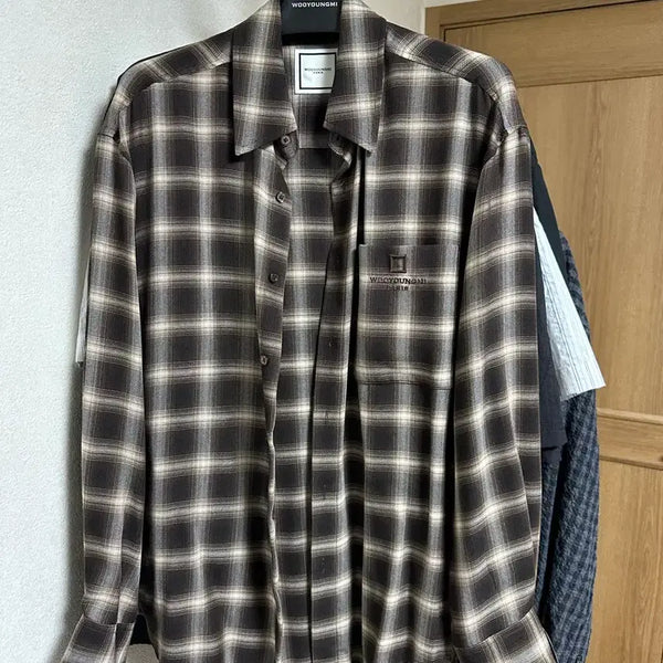 [BUNJANG] WooYoungMi 25FW Brown Check Shirt Size 46 / 우영미 25FW 브라운체크 46