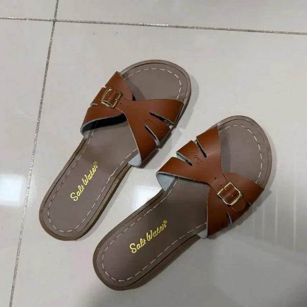 [BUNJANG] Saltwater Sandals Brown Slides Size 230 / 솔트워터 슬리퍼 슬라이드 거의새것. 230