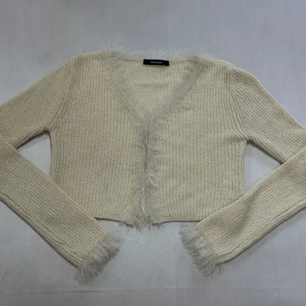 [BUNJANG] Diagonal Fur Trimming Cardigan / (OS)다이애그널 퍼 트리밍 가디건