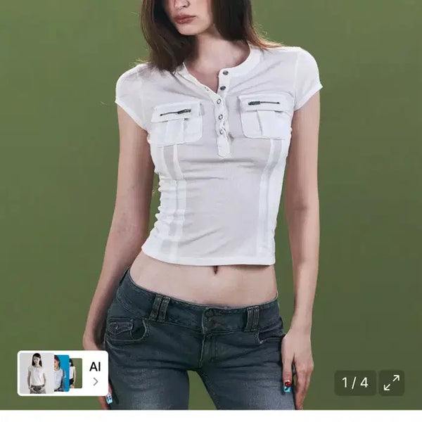 [BUNJANG] Please Follow Me Pansy Pocket Button Short Sleeve Top / (새상품) 플리즈노팔로우 탑 Pansy Pocket Button Short Sleeve Top