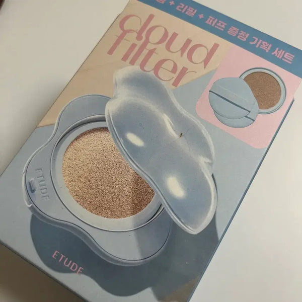 [BUNJANG] Etude Cloud Filter Cushion 21 Ivory (Original + Refill + Puff) / (새상품 본품+리필+퍼프)에뛰드 클라우드 필터 쿠션 21 아이보리