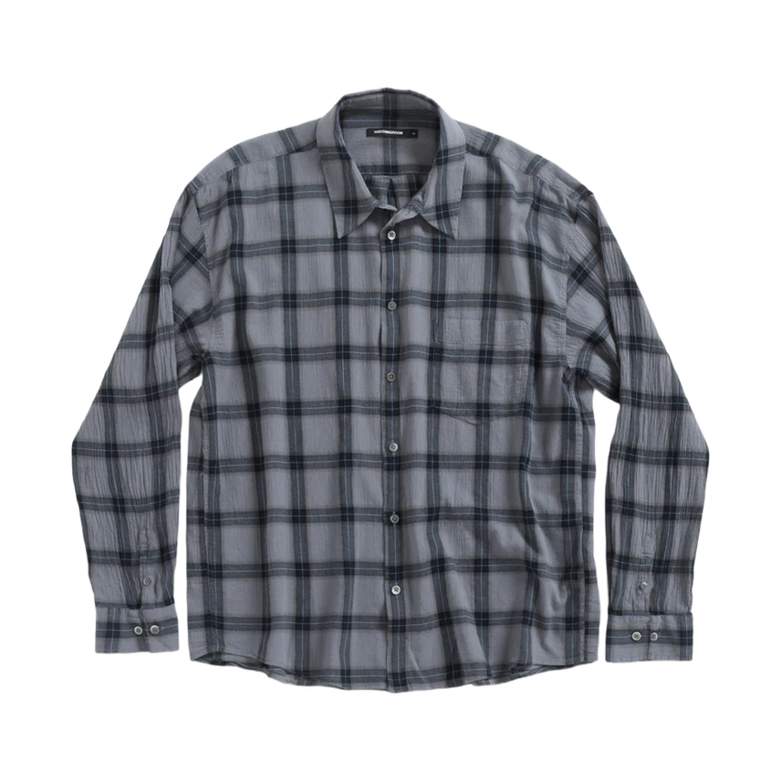[BUNJANG] Hatching Room Classic Overdyed Check Shirt Blue Grey / 2)해칭룸 클래식 셔츠 오버 다이드 체크 블루 그레이