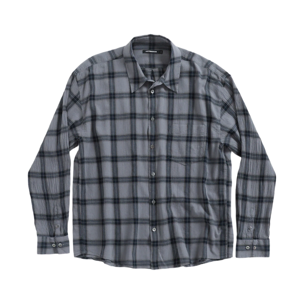 [BUNJANG] Hatching Room Classic Overdyed Check Shirt Blue Grey / 2)해칭룸 클래식 셔츠 오버 다이드 체크 블루 그레이