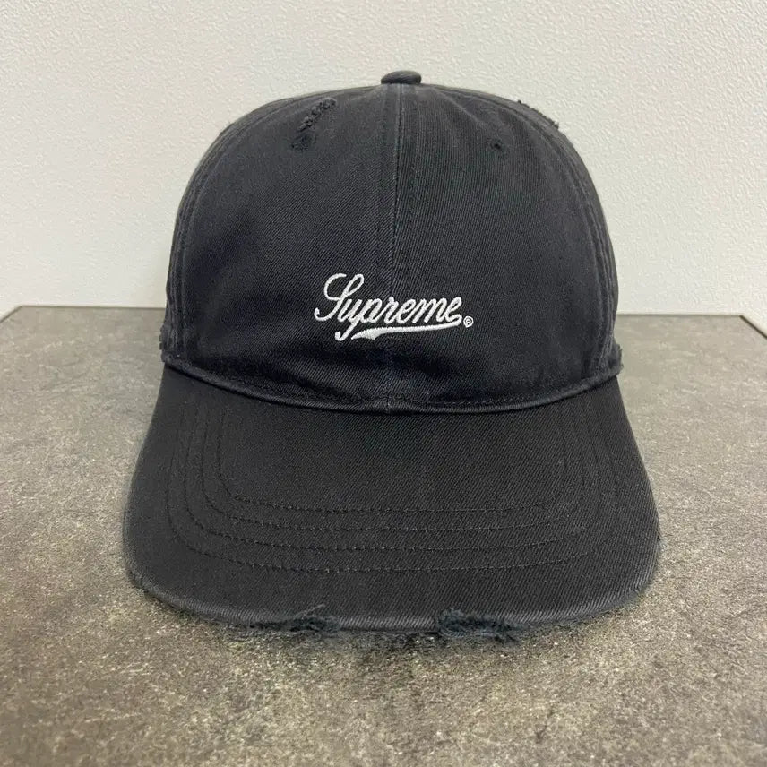 [BUNJANG] Supreme Distressed Washed Black 6-Panel Cap / 슈프림 6패널 볼캡 모자 디스트레스드 워시드 블랙 [supreme]