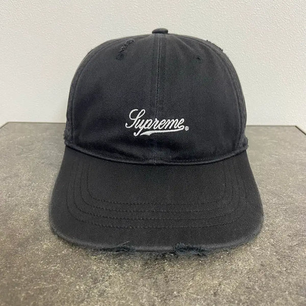 [BUNJANG] Supreme Distressed Washed Black 6-Panel Cap / 슈프림 6패널 볼캡 모자 디스트레스드 워시드 블랙 [supreme]