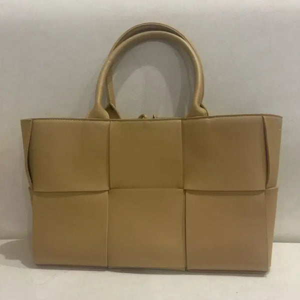 [BUNJANG] Leather Cassette Tote Bag Beige / 가죽 카세트 토트백 베이지