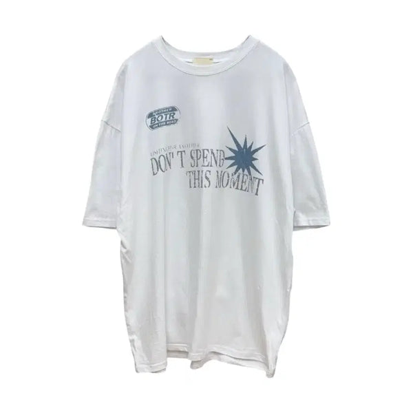 [BUNJANG] Unisex Oversized Moment Bomb White Printing Short-Sleeve T-shirt / 남여공용 오버핏 모먼트밤 화이트 프린팅 반팔티