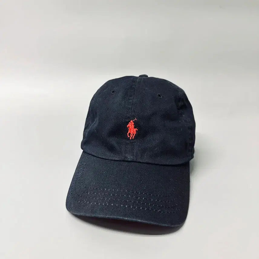 [BUNJANG] Polo Ralph Lauren Black & Red Embroidered Pony Logo Cotton Cap / 폴로 랄프로렌 블랙 & 레드 자수 볼캡 모자 QR정품