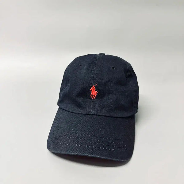 [BUNJANG] Polo Ralph Lauren Black & Red Embroidered Pony Logo Cotton Cap / 폴로 랄프로렌 블랙 & 레드 자수 볼캡 모자 QR정품