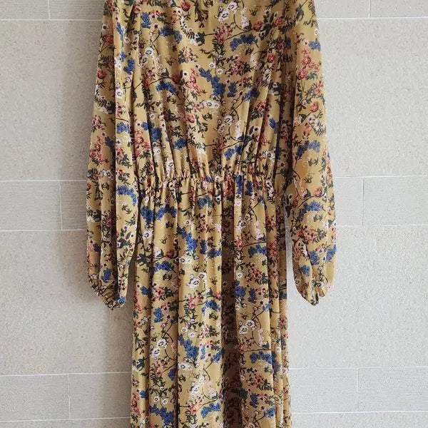 [BUNJANG] Floral Print Mini Dress / 노란색 플로럴 원피스ㅡ프리