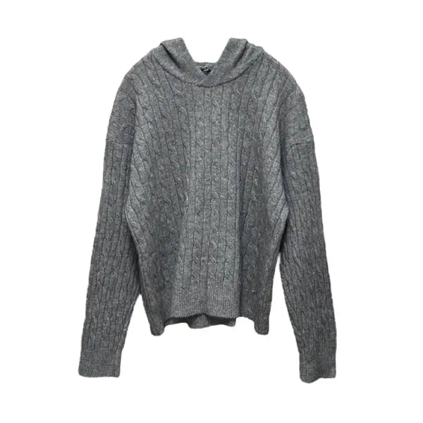 [BUNJANG] Cable Knit Hoodie / (모델샷 첨부) 그레이 케이블 로디 후드 니트