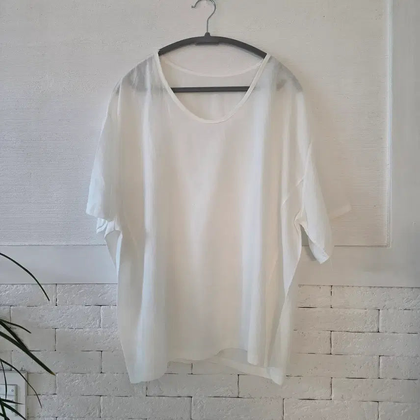 [BUNJANG] Oversized White Cotton Short-Sleeve T-Shirt (Plus Size) / (미착용) 오버핏 화이트 면 반팔 티셔츠 (빅사이즈)
