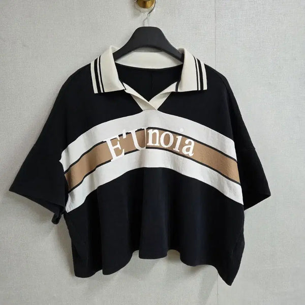 [BUNJANG] VOV Women's Collar Short-Sleeve T-Shirt Size 55 / VOV 여성 카라 루즈핏 5부 소매 반팔 티셔츠 55 JJ3477