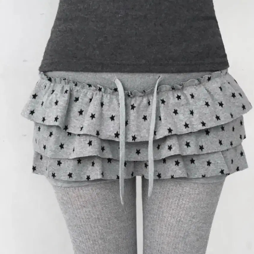 [BUNJANG] Y2K Star Pattern Frill Skirt Grey / 에이블리 갸루 y2k 별 패턴 프릴 캉캉 스커트 회색 그레이