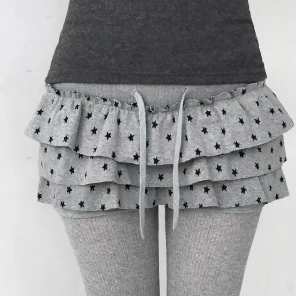 [BUNJANG] Y2K Star Pattern Frill Skirt Grey / 에이블리 갸루 y2k 별 패턴 프릴 캉캉 스커트 회색 그레이
