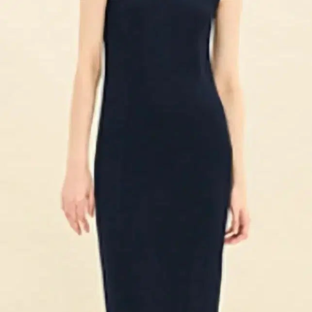 [BUNJANG] TIME Square Silk Blend Emboss Rib Knit Dress - Dark Navy / 한섬 타임 실크 블렌드 엠보 리브 니트 원피스