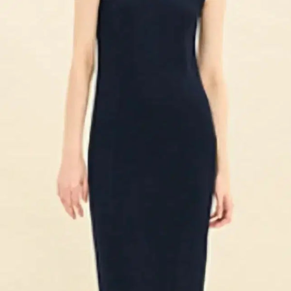 [BUNJANG] TIME Square Silk Blend Emboss Rib Knit Dress - Dark Navy / 한섬 타임 실크 블렌드 엠보 리브 니트 원피스