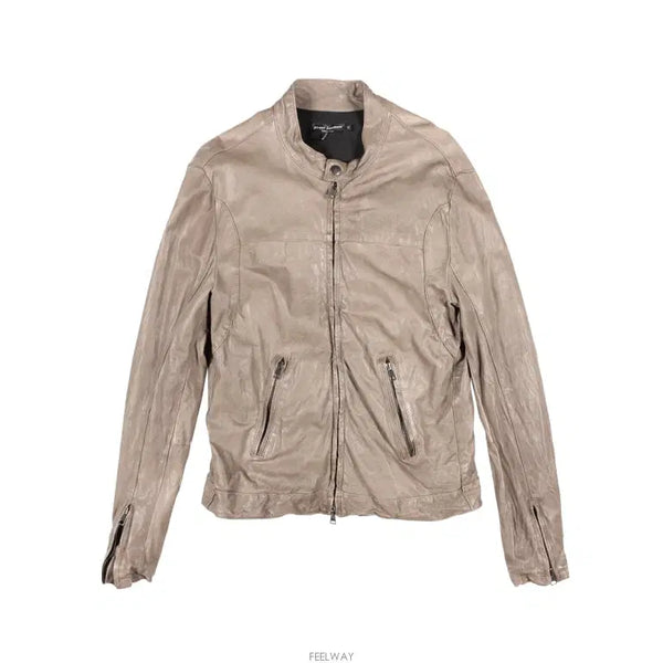 [BUNJANG] Street Leathers Mock Neck Leather Jacket Beige Size M / Street Leathers  Mock neck leather jacket