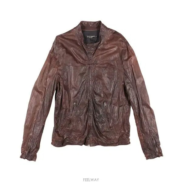 [BUNJANG] Street Leathers Mock Neck Leather Jacket Brown / Street Leathers  Mock neck leather jacket