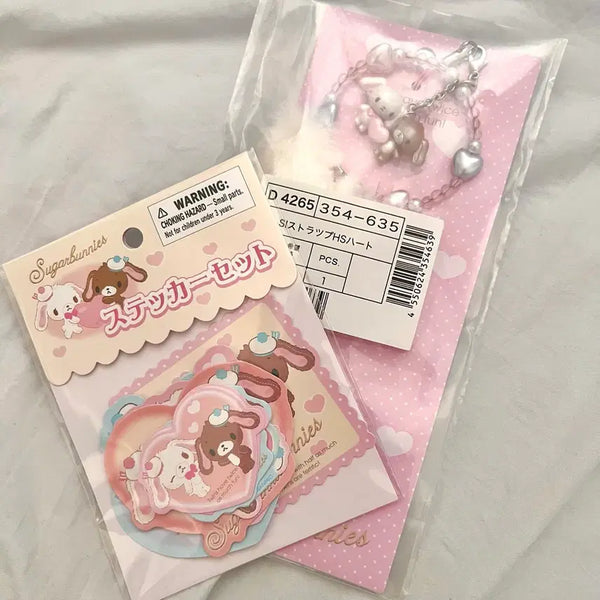 [BUNJANG] Sanrio Sugarbunnies Keychain & Sticker Set (Sealed) / 미개봉)산리오 슈가바니즈 키링,조각스티커