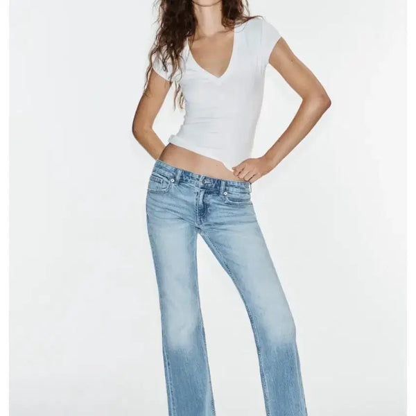[BUNJANG] ZARA TRF Light Blue Low Rise Bootcut Jeans EU36 / 자라 TRF 로우라이즈 부츠컷 청바지 라이트블루 EU36