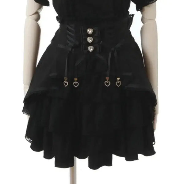 [BUNJANG] Lizlisa Front Cache-coeur Skirt / 리즈리사 프론트 카슈쿨 스커트 노에미 시크릿허니 지뢰계 서스펜더