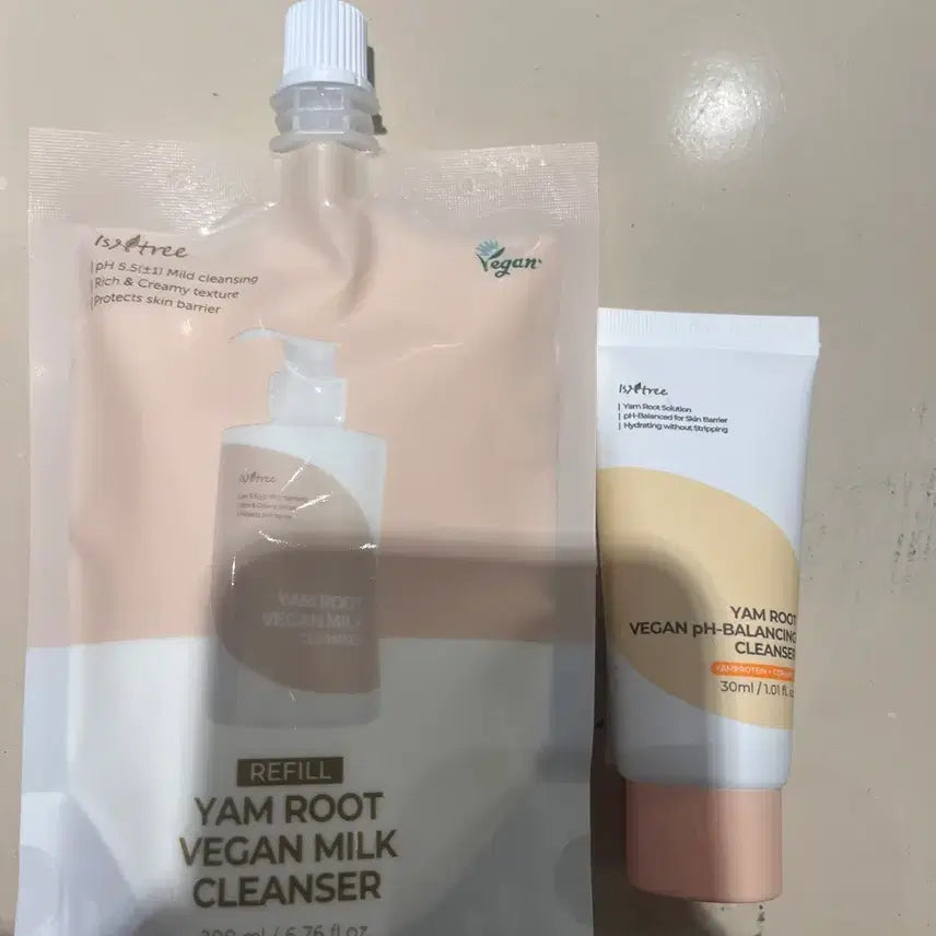 [BUNJANG] ISNTREE Yam Vegan Milk Cleanser Refill 200ml + Yam Vegan Mild Cleanser 30ml / (새제품) 이즈앤트리 참마 비건 밀크 클렌저 리필 200ml + 참마 비건 약산성 클렌저 30ml