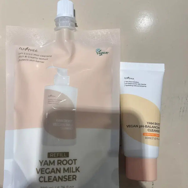[BUNJANG] ISNTREE Yam Vegan Milk Cleanser Refill 200ml + Yam Vegan Mild Cleanser 30ml / (새제품) 이즈앤트리 참마 비건 밀크 클렌저 리필 200ml + 참마 비건 약산성 클렌저 30ml
