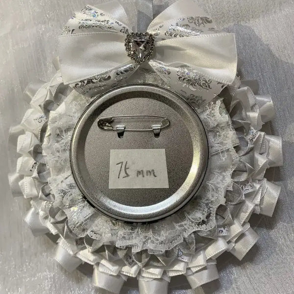 [BUNJANG] Silver & White Rosette Brooch / 실버&화이트 로제트