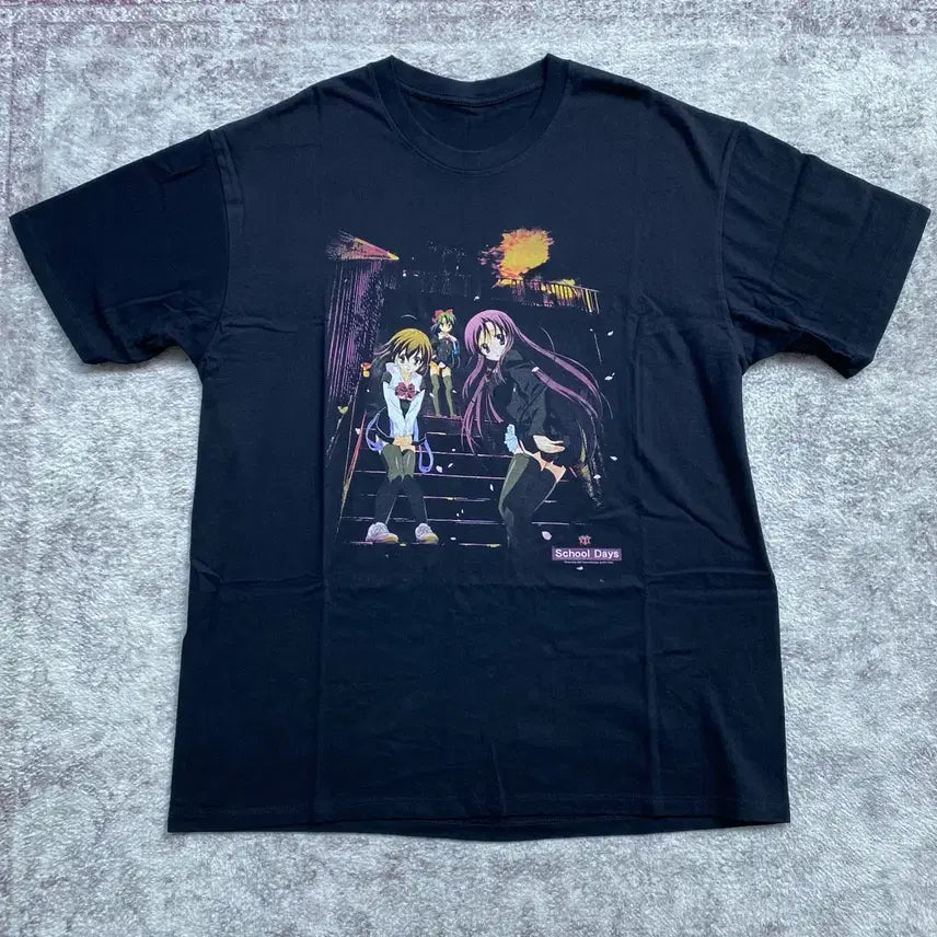 [BUNJANG] School Days Bootleg Animation T-Shirt / 스쿨데이즈 부틀렉 애니메이션 티셔츠 애니티
