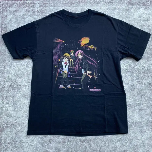 [BUNJANG] School Days Bootleg Animation T-Shirt / 스쿨데이즈 부틀렉 애니메이션 티셔츠 애니티