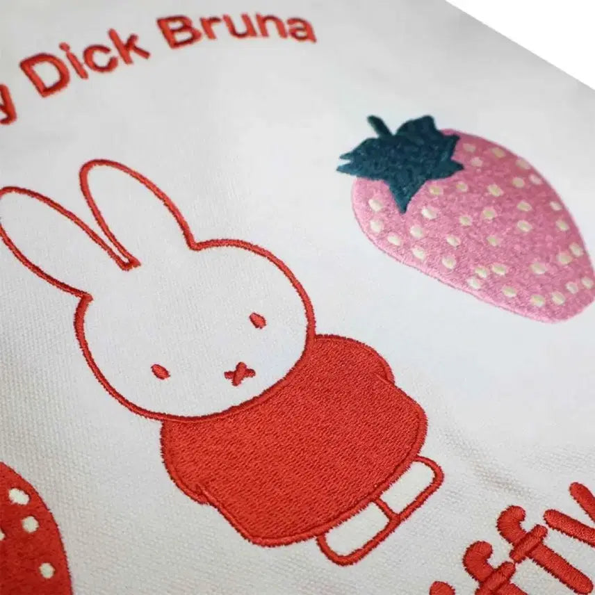 [BUNJANG] Miffy Strawberry Embroidered Tote Bag - Ivory / 일본 에코백 딸기 자수 아이보리 숄더백 토트백 - 미피