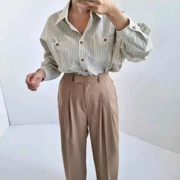 [BUNJANG] Classic Stripe Shirt - Free Size / 클래식 스트라이프 셔츠 - 프리