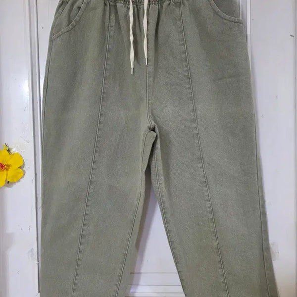 [BUNJANG] Wide Waistband Cotton Pants / 가을  초겨울  고급스러운 디자인이쁜  핏이이쁜  와이드 밴딩  면  통바지