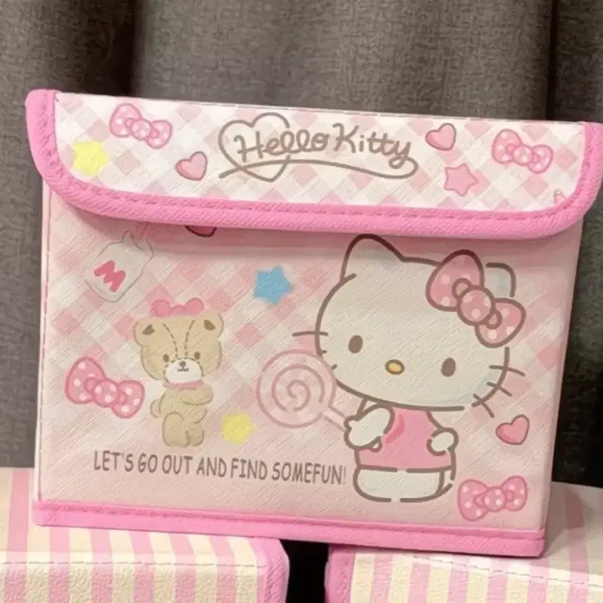 [BUNJANG] Sanrio Hello Kitty Pink Check Storage Box / 새상품) 헬로키티 핑크 체크 보관함 수납함 정리함 상자