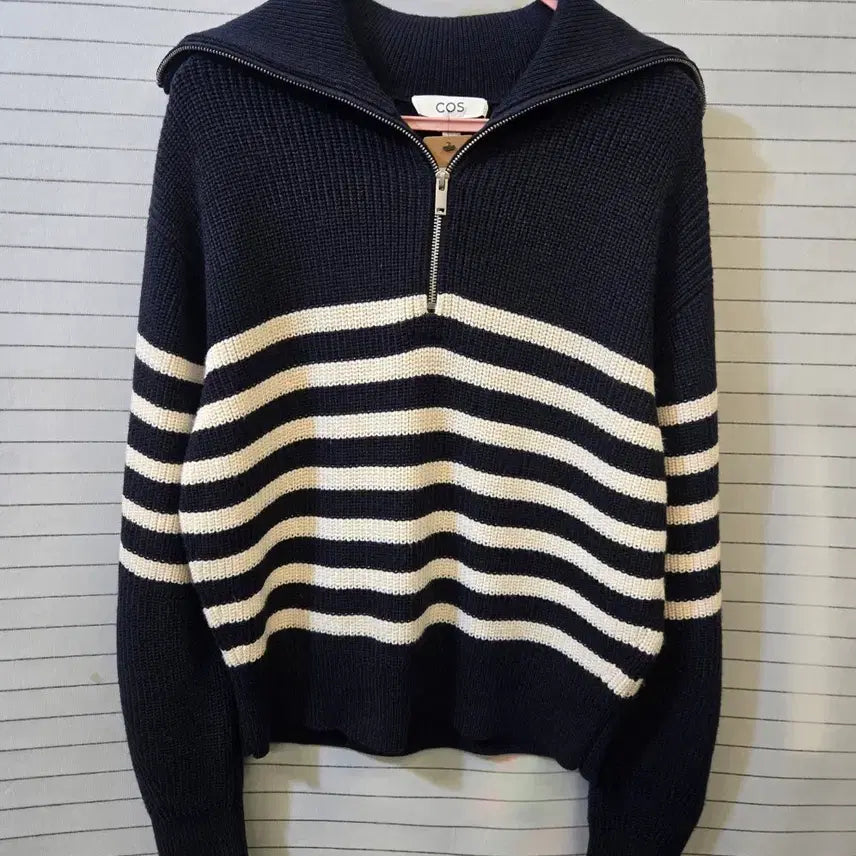 [BUNJANG] COS Striped Half-Zip Knit Sweater / COS 스트라이프 하프집업 니트