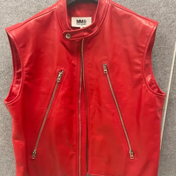 [BUNJANG] Maison Margiela MM6 Diagonal Zip Leather Vest / 메종 마르지엘라 MM6 사선 지퍼 레더 베스트