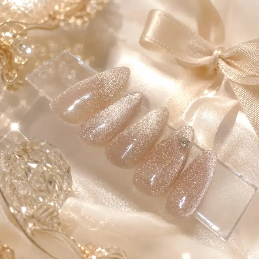 [BUNJANG] Handmade Champagne Gold Magnet Nail Tips / 골드 샴페인 파티 수제네일팁/자석 네일/오피스/