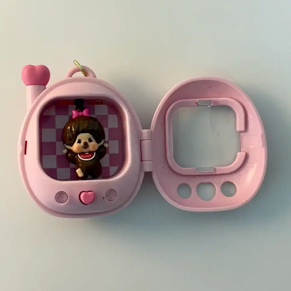 [BUNJANG] Monchhichi Tamagotchi Keychain + Sticker Set / 몬치치 다마고치 키링+스티커