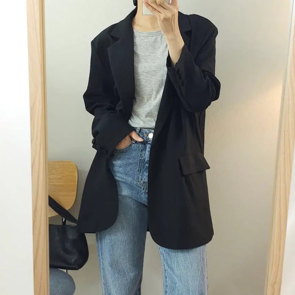 [BUNJANG] Banharu Women's Long Sleeve Jacket Black / (F)반하루 여성 긴팔 자켓 블랙 W4708