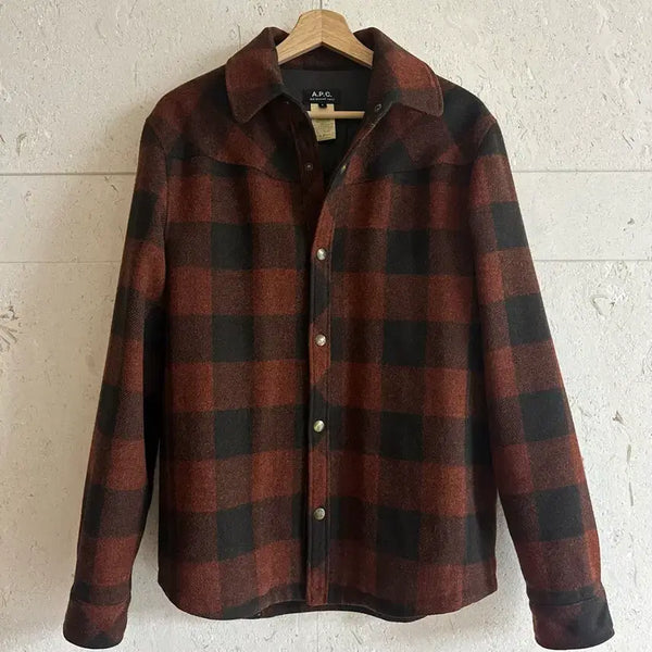 [BUNJANG] A.P.C. Check Wool Quilting Outer Shirt / A.P.C. 아페쎄 체크 울 퀼팅 아우터셔츠